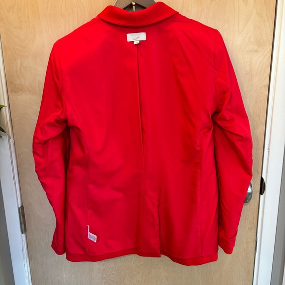 Loft Vibrant Red Blazer Size 8 Office Preppy Academia Washable Lined Pockets - Picture 8 of 13